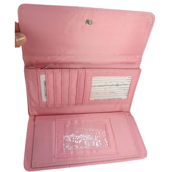 NWT Modo Bella Pink Quilted Heart Long Wallet Clutch Purse Snap Closure - Picture 3 of 7